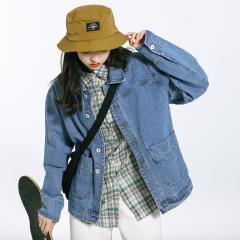 原宿港风女士秋季上衣外套宽松韩版bf网红长袖棒球服牛仔夹克百搭