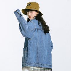 原宿港风女士秋季上衣外套宽松韩版bf网红长袖棒球服牛仔夹克百搭