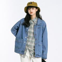 原宿港风女士秋季上衣外套宽松韩版bf网红长袖棒球服牛仔夹克百搭