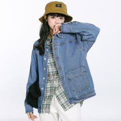 原宿港风女士秋季上衣外套宽松韩版bf网红长袖棒球服牛仔夹克百搭