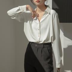 简约气质白色衬衫女冷淡风内搭衬衣外穿洋气时尚小清新上衣潮ins
