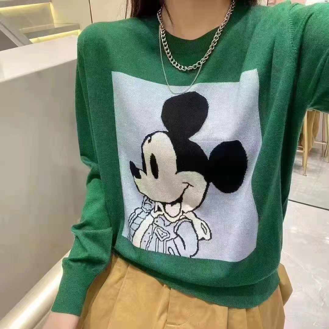 春季新款欧货卡通动漫长袖套头圆领印花百搭针织衫女潮
