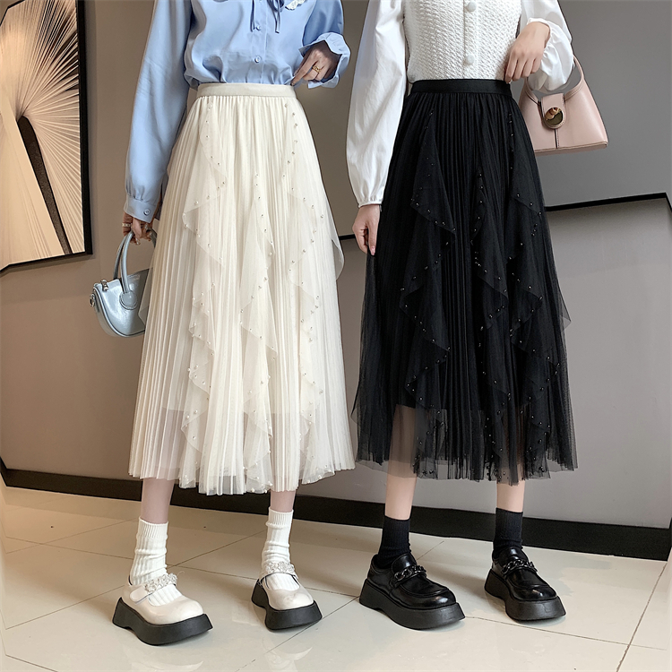 新款设计感小众中长款网纱仙女裙