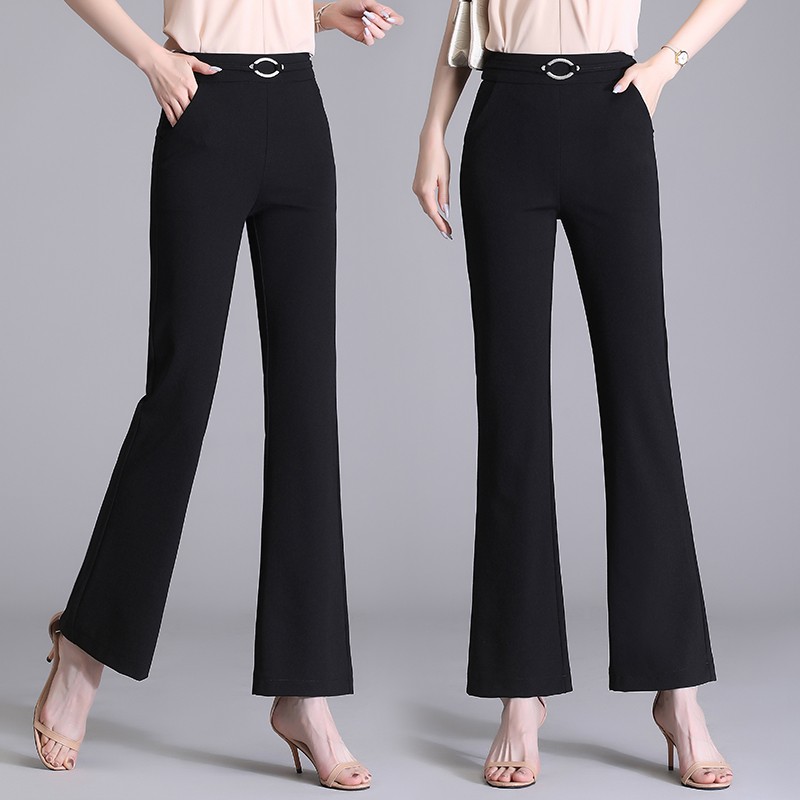 新款韩版百搭休闲裤高腰阔腿显瘦直筒裤女