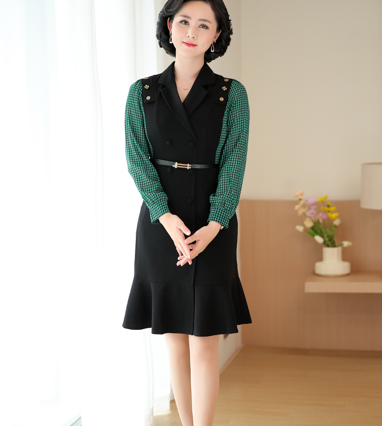 妈妈春装气质长袖鱼尾裙中年女夏装洋气薄款连衣裙中老年职业裙子