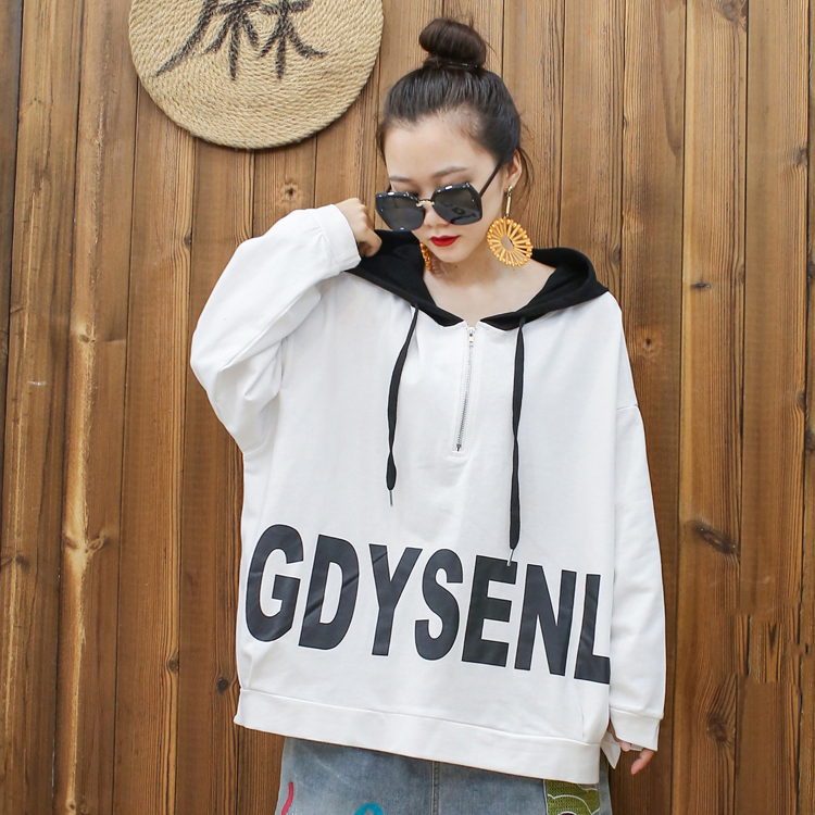 新款连帽卫衣韩版宽松个性洋气休闲百搭印花减龄外套