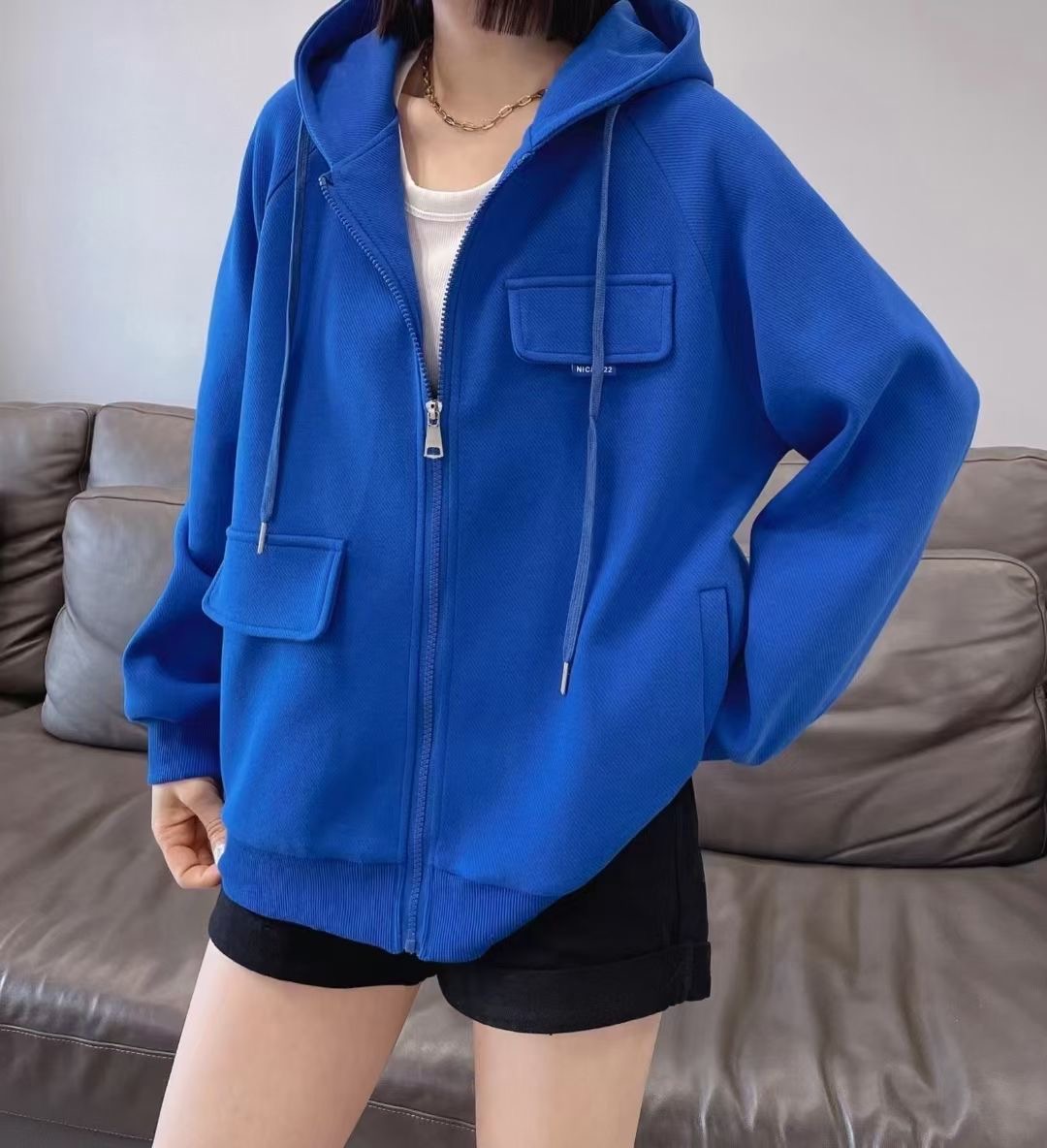 连帽短款拉链卫衣女春季新款韩版宽松百搭棒球服开衫上衣外套