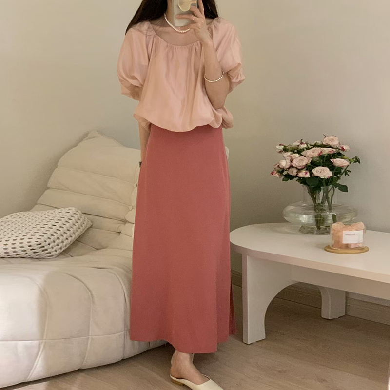 韩国ins夏季温柔甜美减龄圆领短袖衬衫