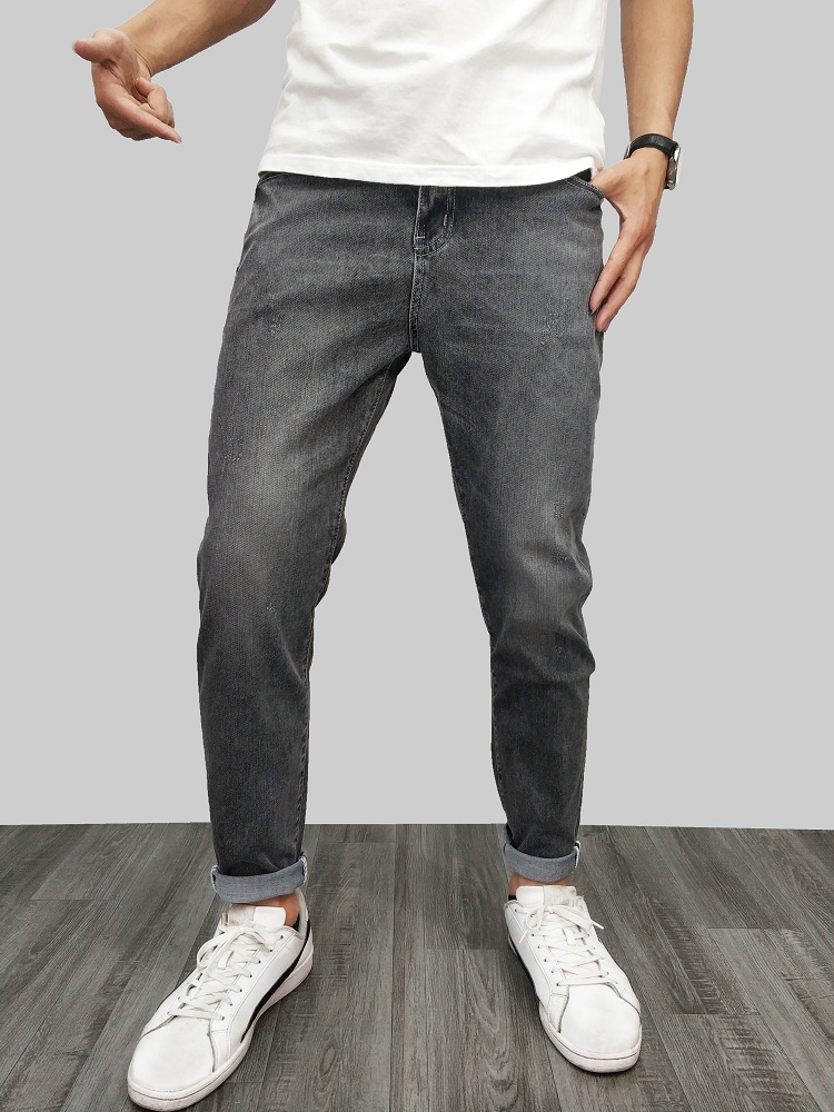 牛仔裤男春夏季9九分裤高端潮牌微宽松小脚裤弹力韩版潮流男裤子