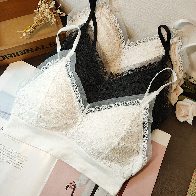 无钢圈无搭扣性感蕾丝面料薄款聚拢透气套头少女美背文胸