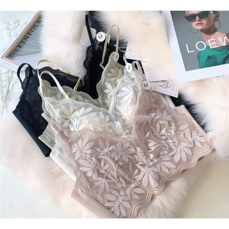 超薄蕾丝兔耳朵水晶杯内衣女舒适文胸性感无痕美背抹胸