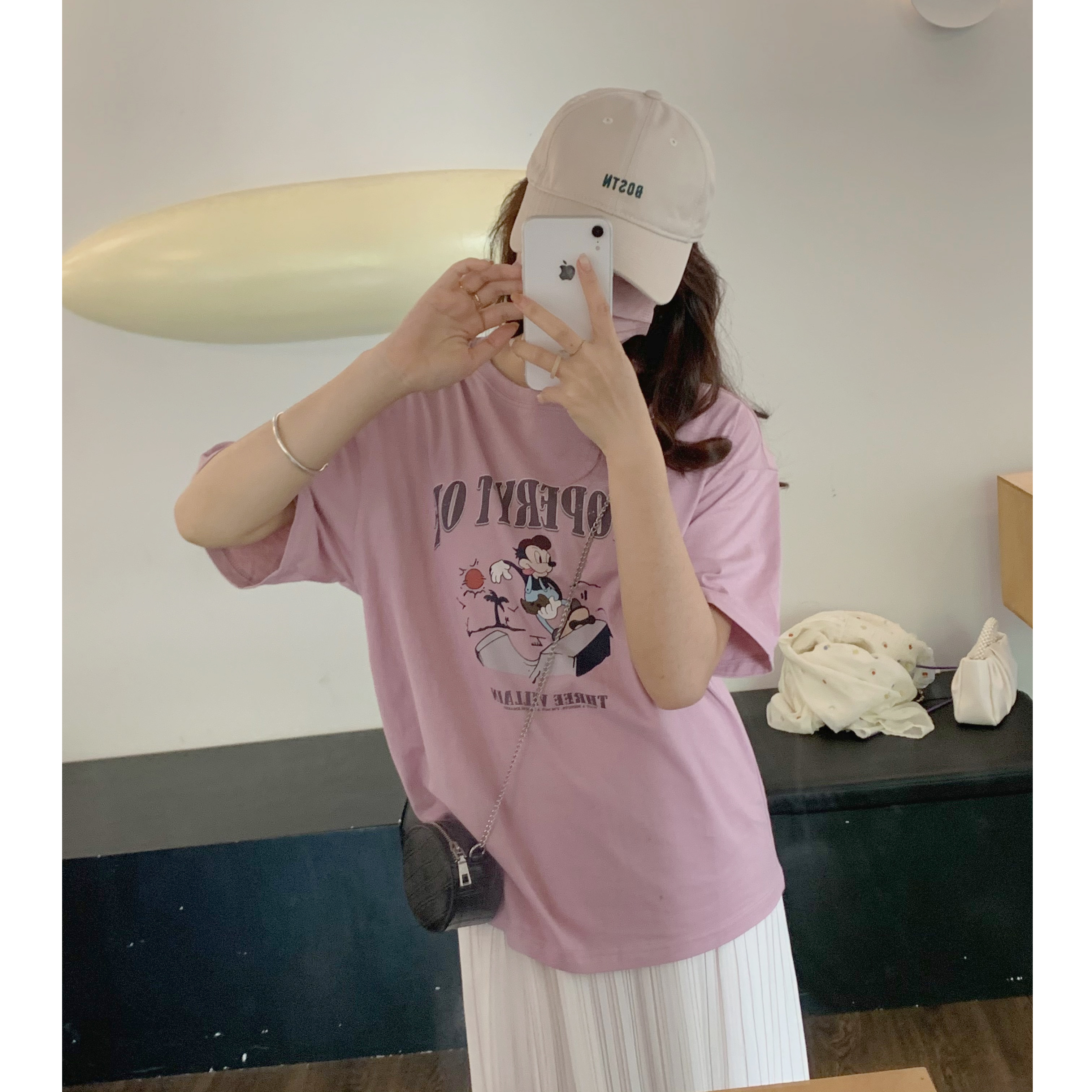 女休闲风 日常好穿百搭宽松 印花卡通圆领T恤