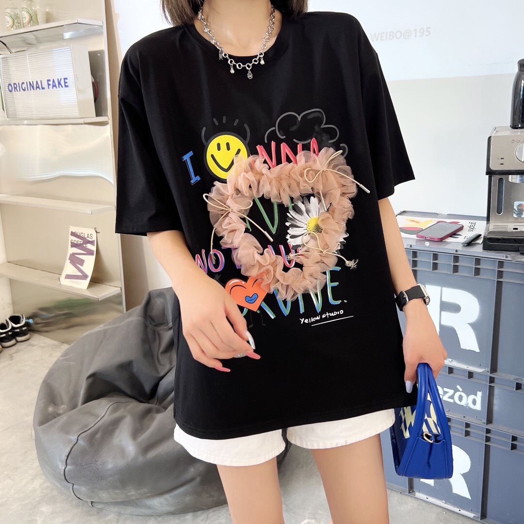 上衣夏T恤女ins潮短袖新款韩版潮少女感设计圆领