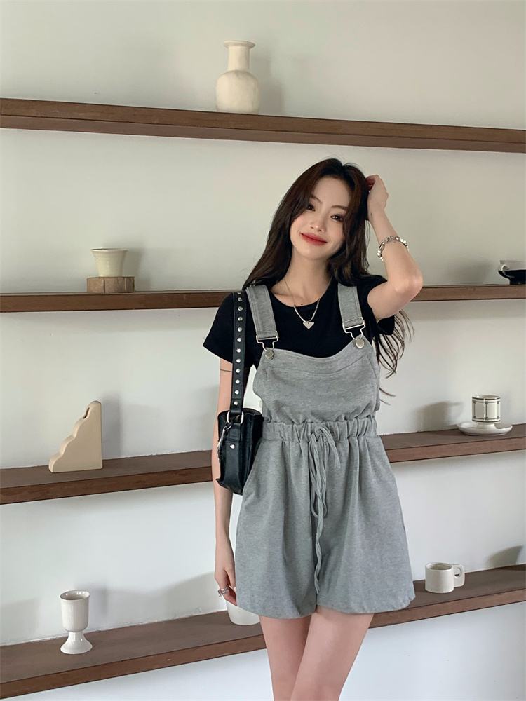 绑带收腰背带休闲裤夏季新款时尚设计感独特直筒短裤女ins潮