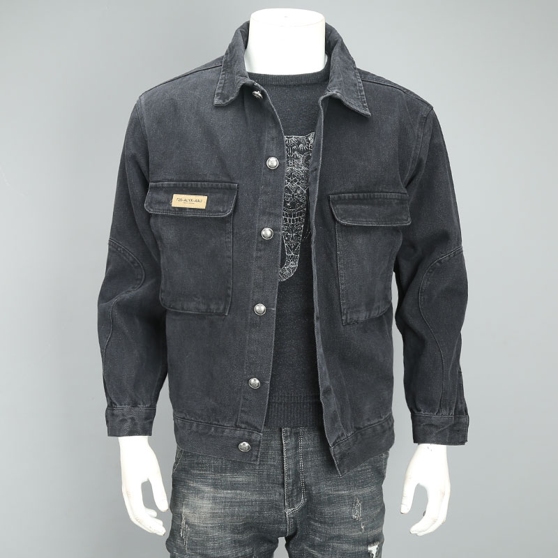 牛仔外套潮牌港风宽松潮流百搭男士翻领工装牛仔夹克