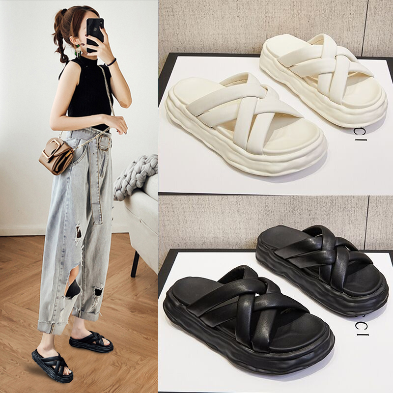爆款凉拖鞋女夏季外穿新款厚底时尚仙女风欧货半拖懒人鞋潮