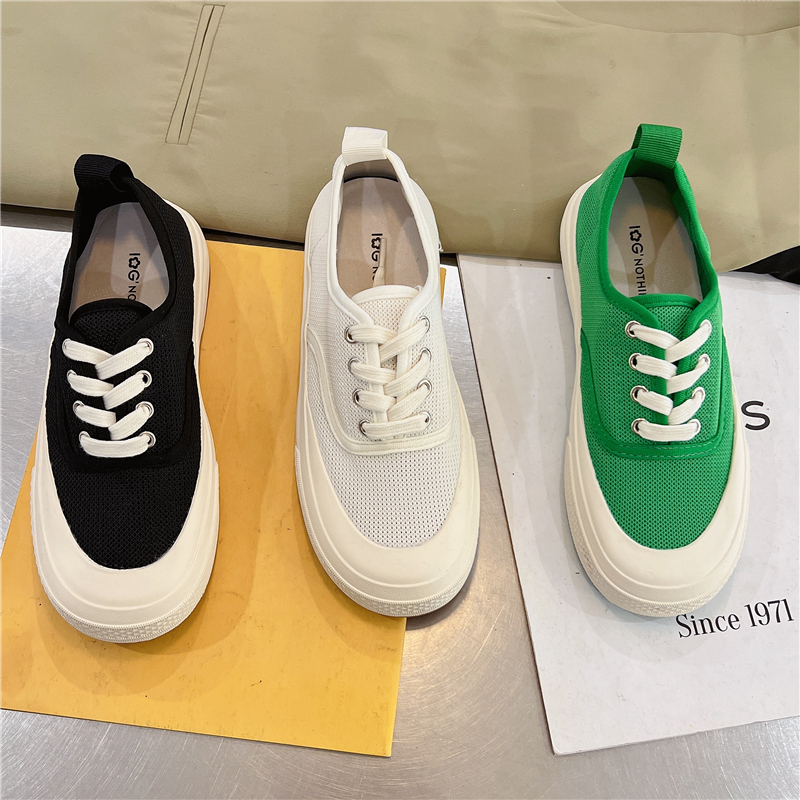 夏季新款镂空薄透气网鞋平底休闲运动板鞋子