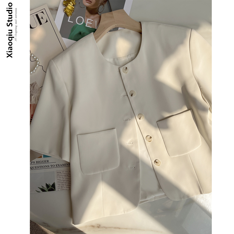 夏季新款小个子轻薄西装外套女气质韩版宽松短袖西服女上衣