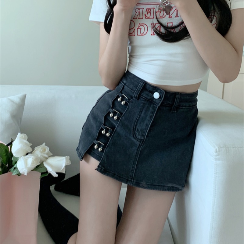 新款设计感牛仔包臀半身裙裤高腰裙子女装弹力辣妹短裙