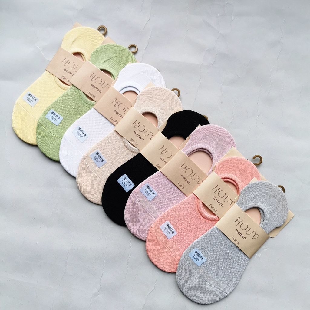 超薄浅口网眼薄荷纤维棉袜透气吸汗隐形女士船袜防滑不掉