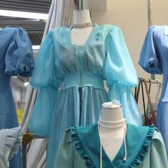 法式泡泡袖中长款防晒开衫女装夏季新款薄款外套紫色雪纺上衣