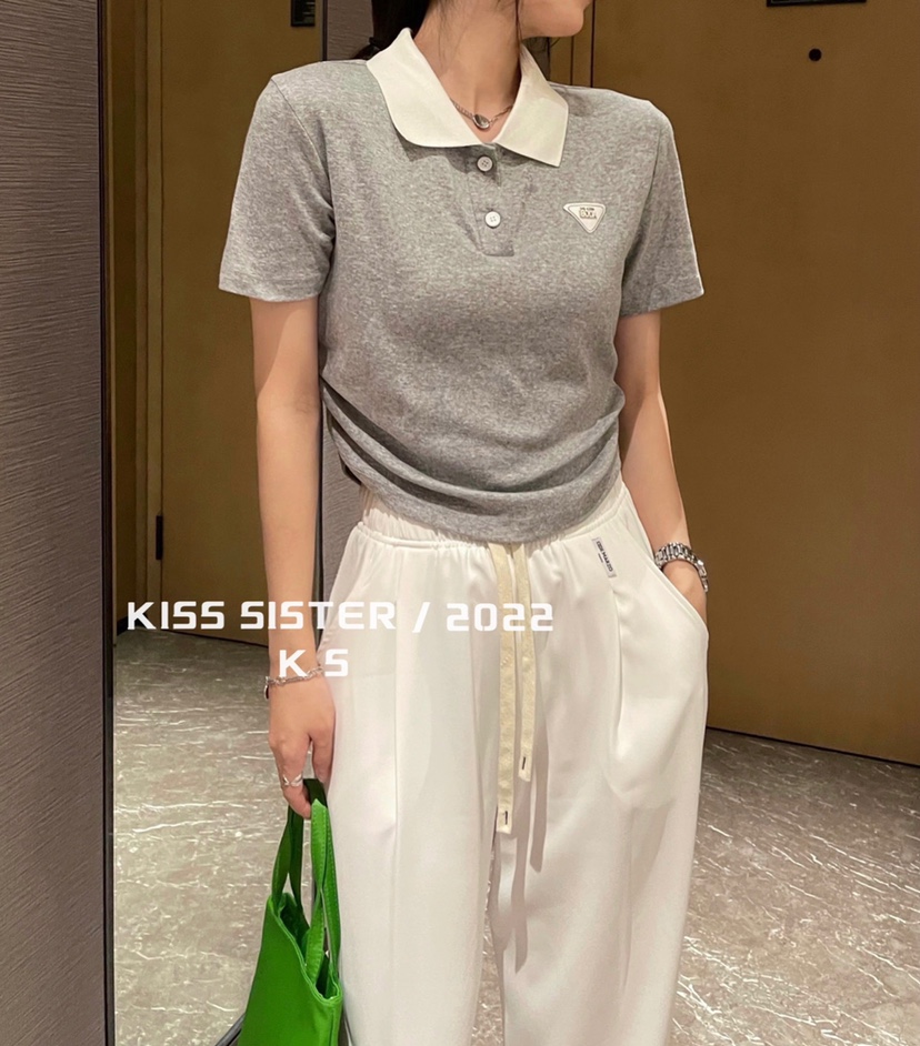 夏季新款韩版减龄polo衫修身显瘦辣妹抽褶露腰短袖T恤