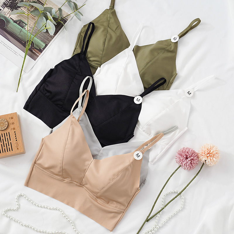 背心内衣乳胶垫冰丝无痕美背裹胸抹胸肩带可调节