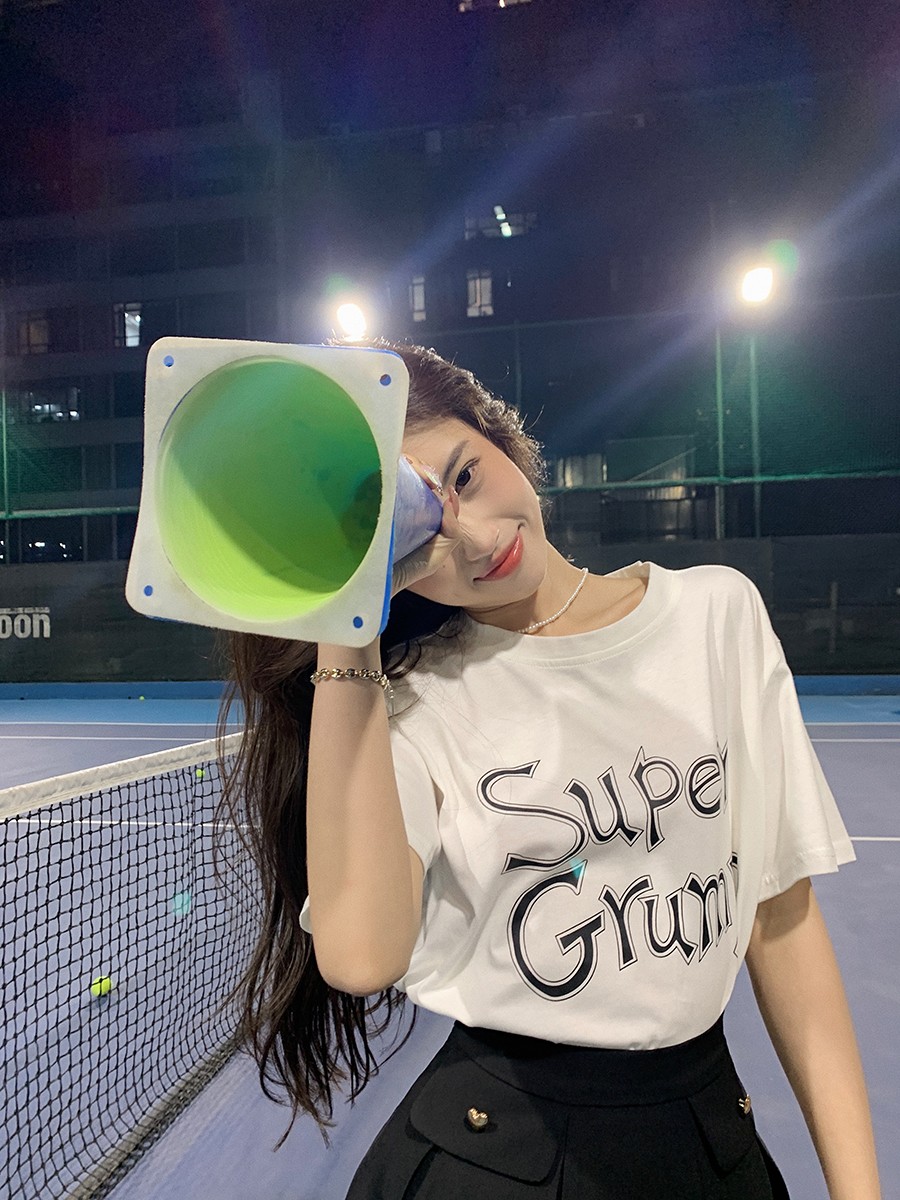 夏季新款圆领字母宽松型白色纯棉显瘦别致短袖t恤女ins潮