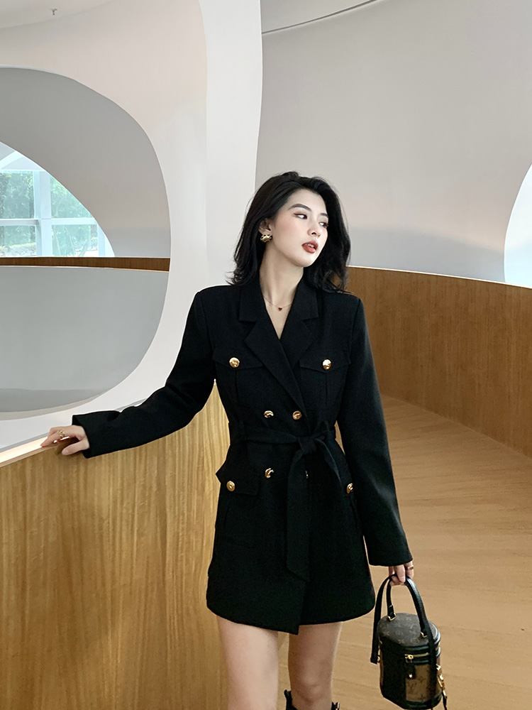 气质经典复古chic韩西装连衣裙