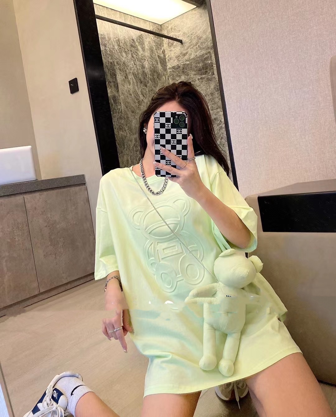 新款短袖T恤女宽松纯色显瘦显高胖MM半袖中长款纯棉夏季上衣