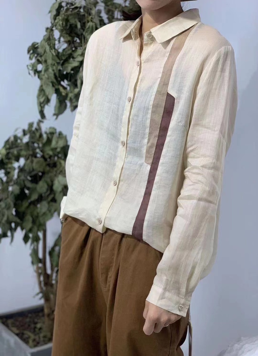 麻防晒长袖衬衣女夏2新款薄款高级感宽松显瘦棉麻