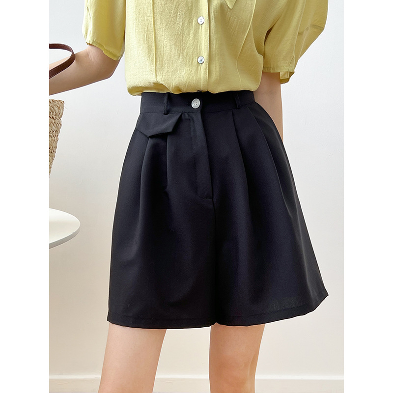 西装短裤女夏薄款冷淡风裤子垂坠高级感炸街西裤百慕大阔腿休闲裤