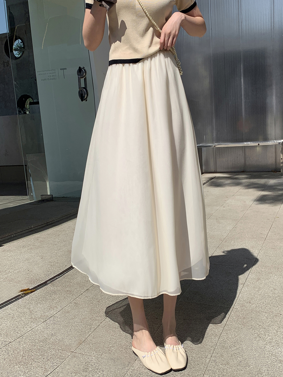 半身裙女小个子雪纺纱裙夏季新款百搭大摆高腰a字裙