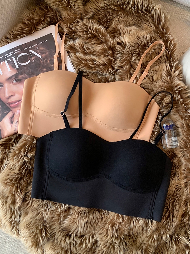 抹胸无痕内衣女背心聚拢上托大胸显小无钢圈吊带运动文胸罩_女士精品