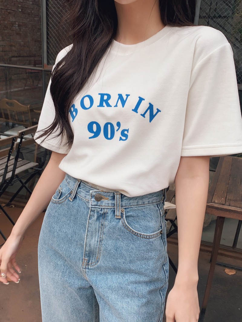 字母丝绒短袖T恤女