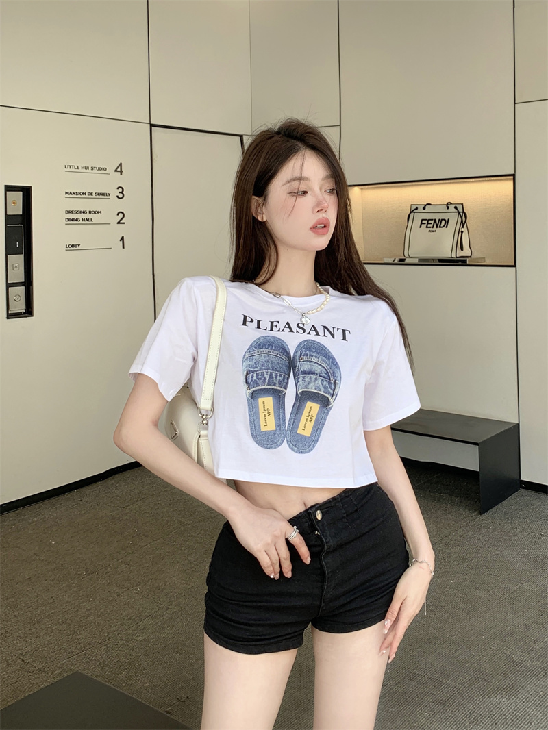 夏季雪纺欧货纯棉短袖t恤女夏新款白色女士上衣夏款小个子