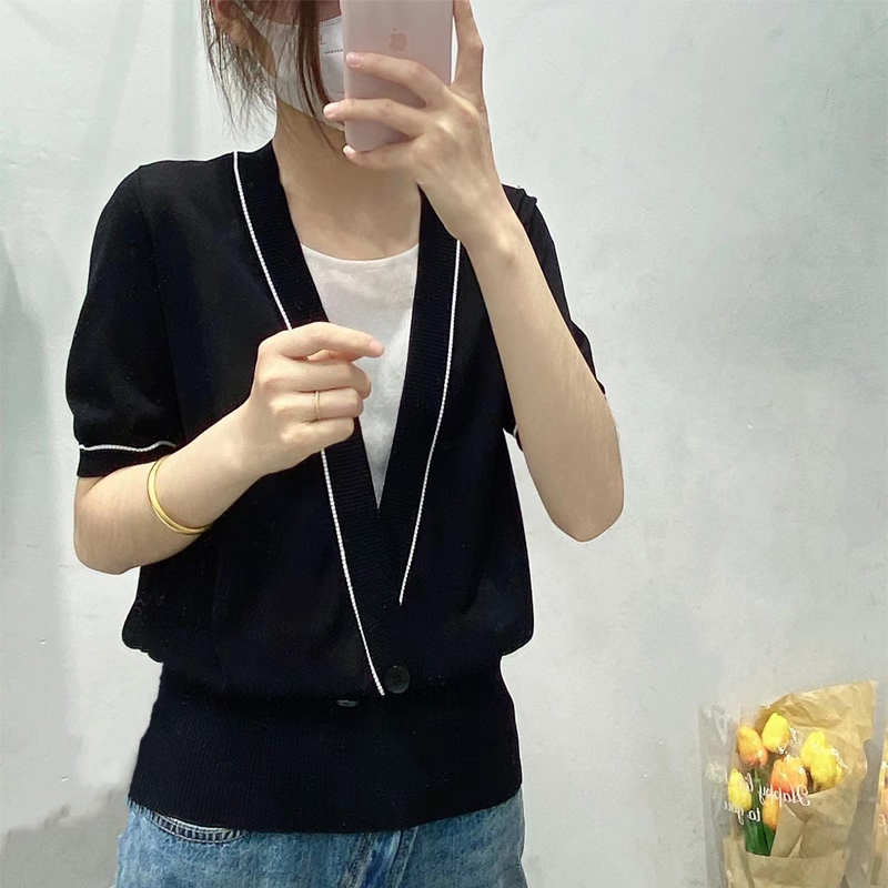 欧货chic设计感假两件天丝T恤女夏季新款韩版泡泡袖套头上衣