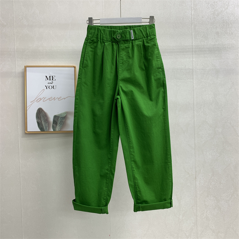 休闲裤女夏季薄款松紧腰显瘦直筒萝卜裤