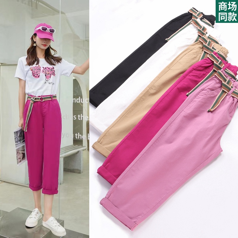 夏款百搭时尚宽松显瘦棉布哈伦裤老爹裤