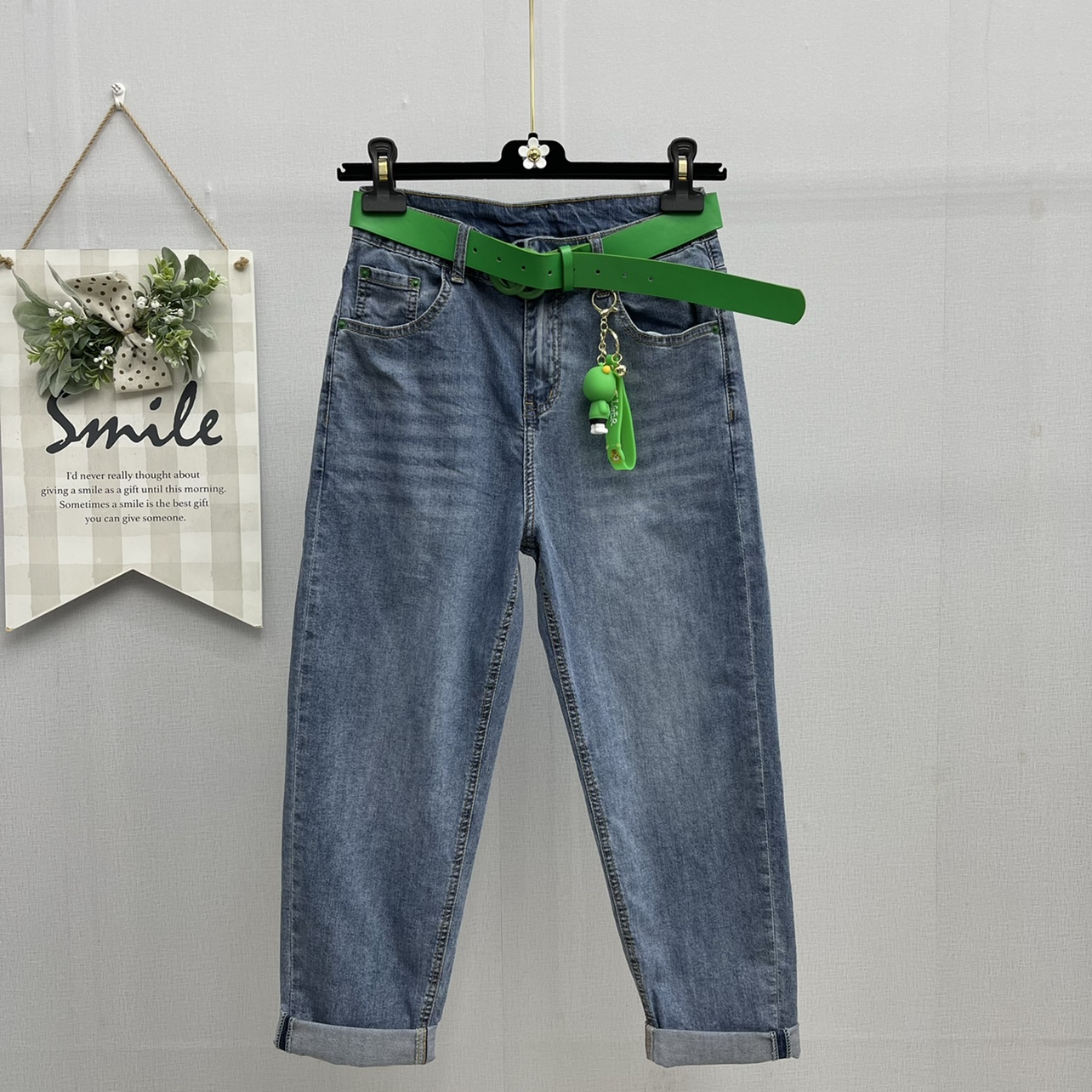 夏季薄款高腰弹力宽松显瘦牛仔哈伦裤垮裤老爹裤