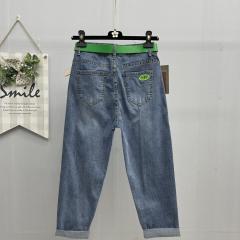 夏季薄款高腰弹力宽松显瘦牛仔哈伦裤垮裤老爹裤