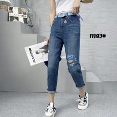 牛仔裤女卷边老爹裤小垮裤破洞夏季新品