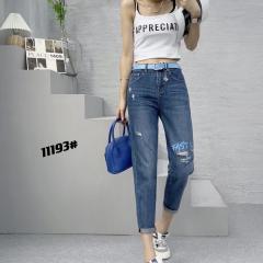 牛仔裤女卷边老爹裤小垮裤破洞夏季新品