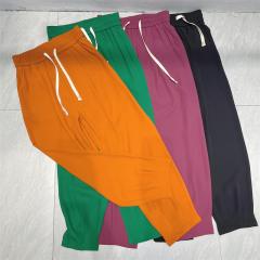 南瓜色束脚西装裤女薄款夏季新款纯色百搭宽松直筒九分休闲裤