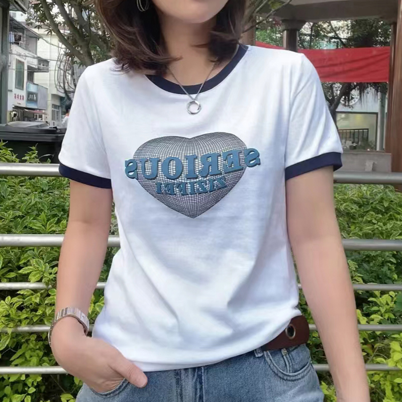 夏季新款时尚圆领韩版宽松百搭洋气设计感上衣ins潮