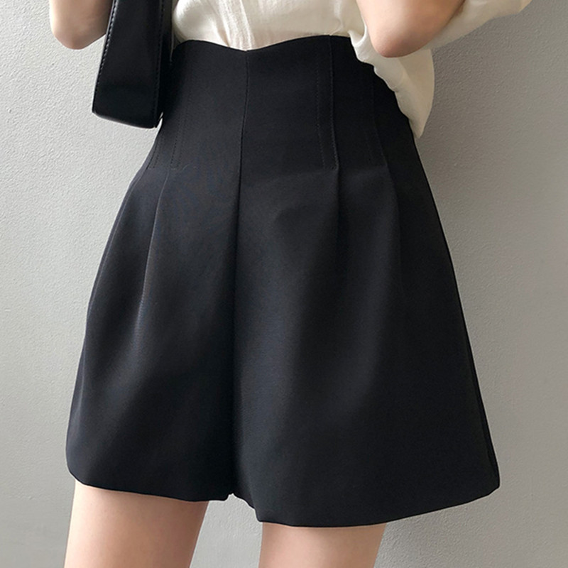 高腰阔腿裤女夏季薄款休闲短裤宽松白色西装裤小个子挺括a字裤