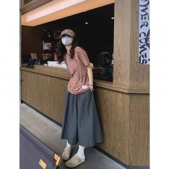 撞色米奇 条纹米奇宽松圆领短袖T恤