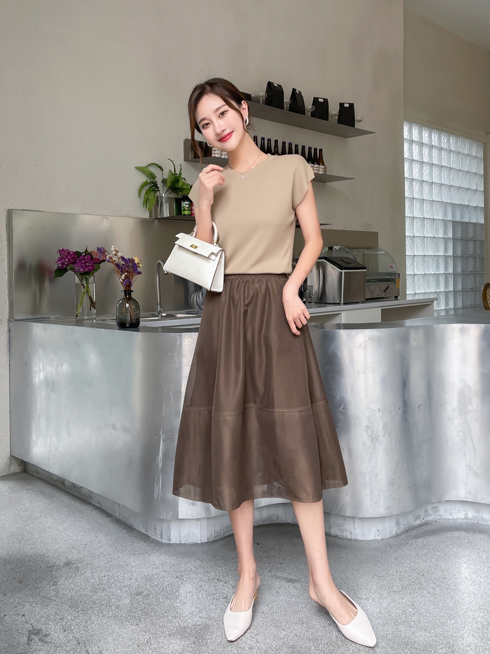 夏季新女休闲冰丝上衣针织衫网纱裙半身裙连衣裙套裙