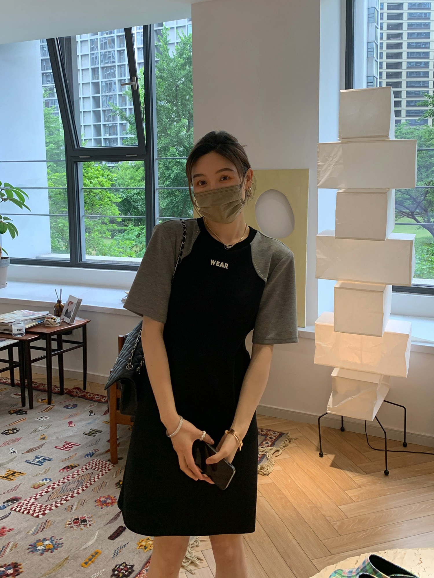 夏季新款收腰显瘦韩版设计感短袖T恤裙