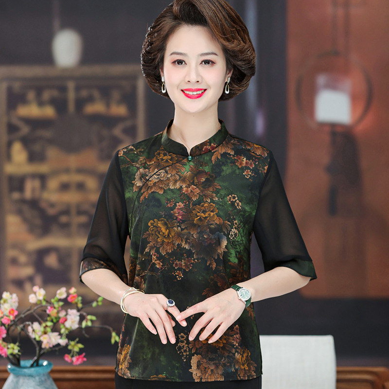 中老年人大码上衣女40岁50洋气妈妈短袖t恤